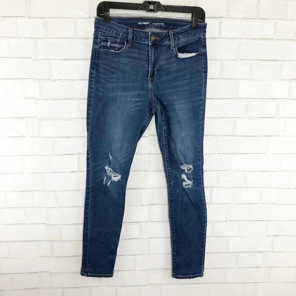 Old Navy Rock Star Distressed High Rise Skinny Jeans Size 8